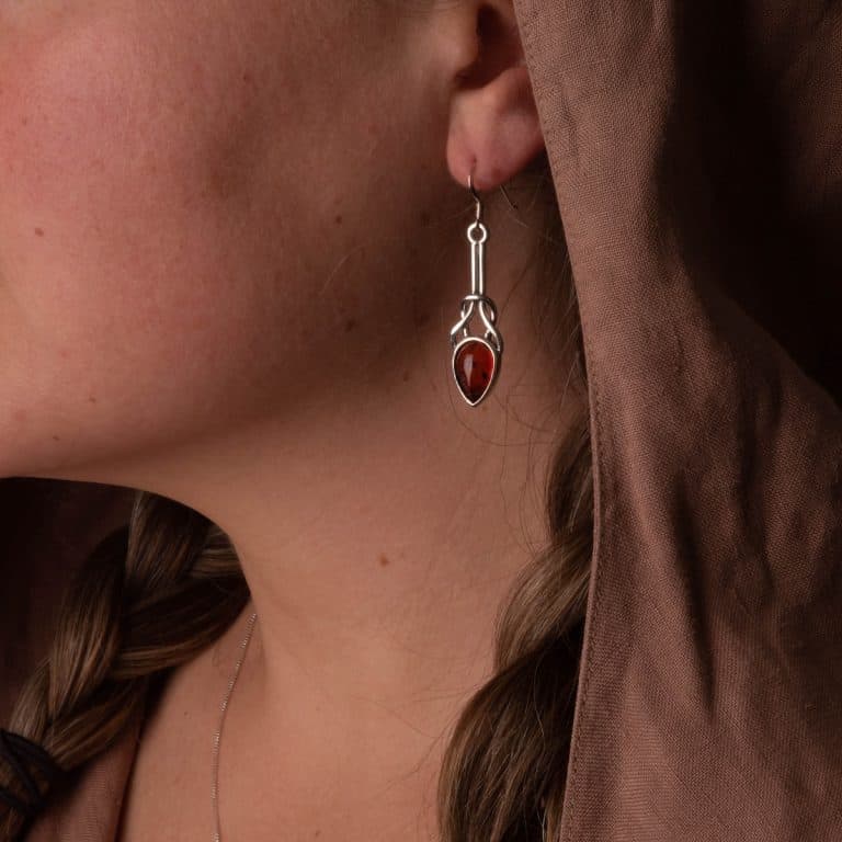 Amber Drop Earrings - Royal Mile Silver